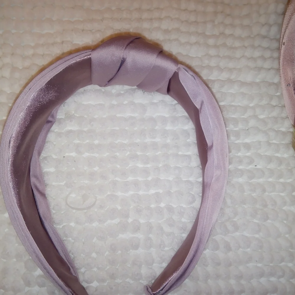 Dusty Rose / Mauve Satin Knotted Top Wide Headband